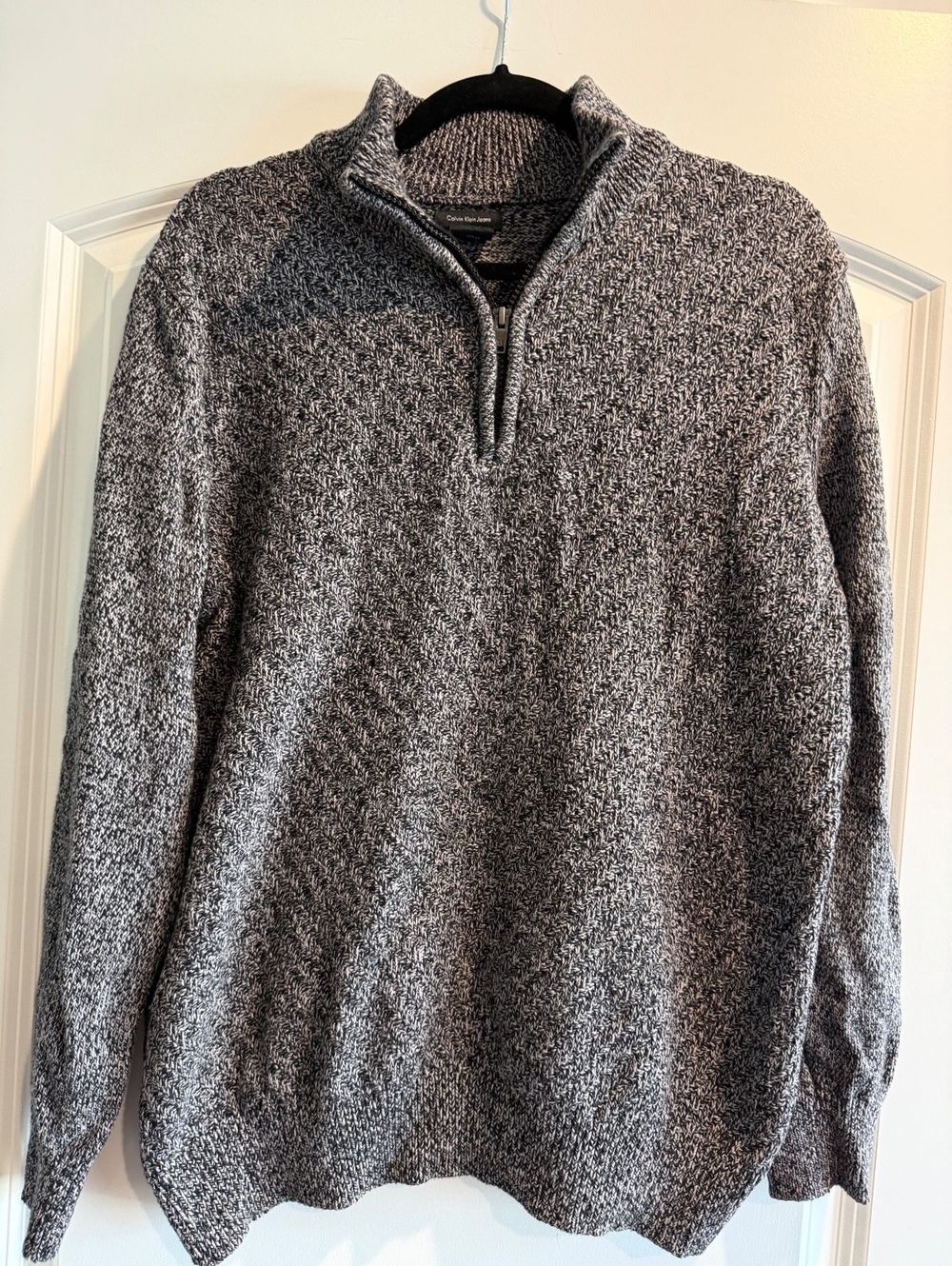 Calvin Klein Jeans Men's Gray Quarter-Zip Sweater